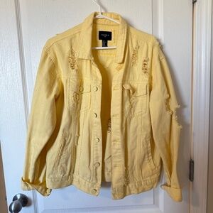 Forever 21 Yellow Ripped Jean Jacket
